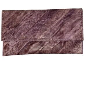Shoestrings Python snakeskin rich lavender envelope clutch bag purse